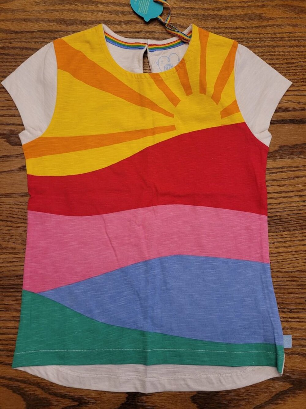 New with tags Little Bird Rainbow Sun shirt - 7-8  Brand is Little Bird.